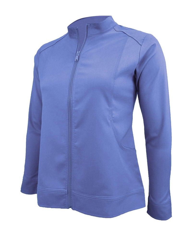 Natural Uniforms سترة سكراب بسحاب للنساء من يونيفورمز الطبيعية فائقة النعومة والمرونة (أزرق سماوي، كبير جداً) - Image 5